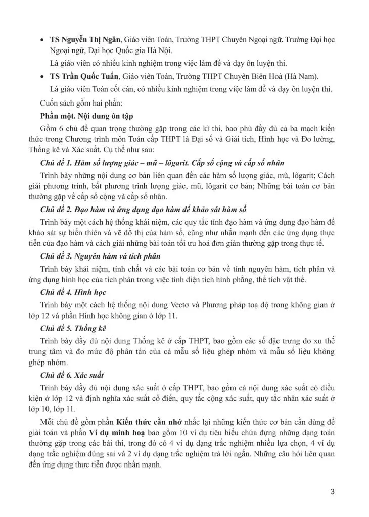 HƯỚNG DẪN ÔN THI TỐT NGHIỆP THPT MÔN TOÁN (Năm học: 2025 - 2026)